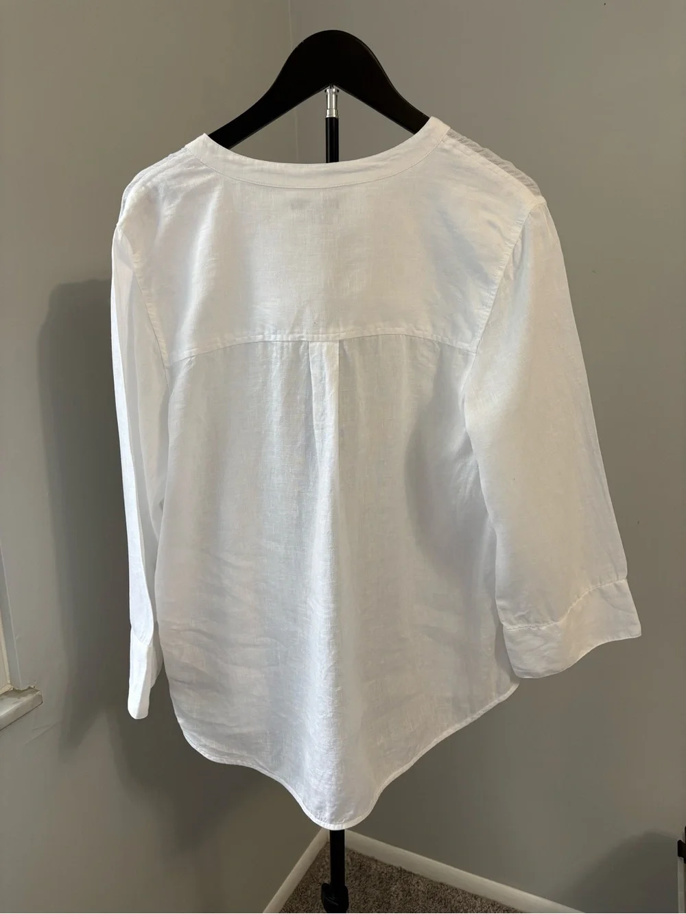 J.Crew White 100% Linen Button-Front Tunic Blouse Shirt Coastal Granddaughter S